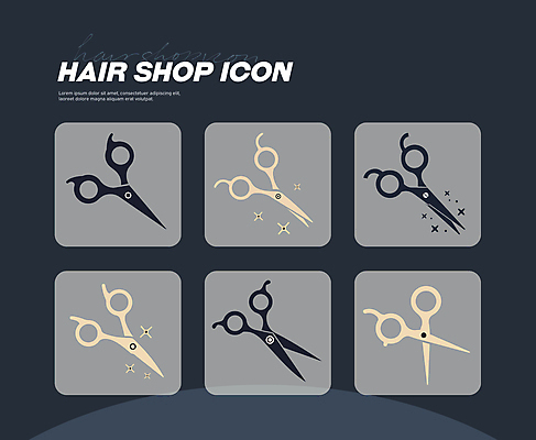 아이콘 사람없음 세트 미용실 남색 헤어용품 이발소 미용가위 미니멀 2D아이콘 AI파일 컬러 가위_도구 미용용품 뷰티샵 파일형식 벡터