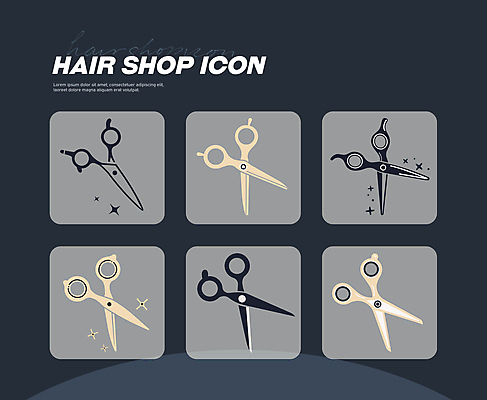 아이콘 사람없음 세트 미용실 남색 헤어용품 이발소 미용가위 미니멀 2D아이콘 AI파일 컬러 가위_도구 미용용품 뷰티샵 파일형식 벡터