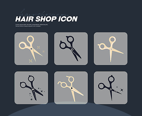 아이콘 사람없음 세트 미용실 남색 헤어용품 이발소 미용가위 미니멀 2D아이콘 AI파일 컬러 가위_도구 미용용품 뷰티샵 파일형식 벡터