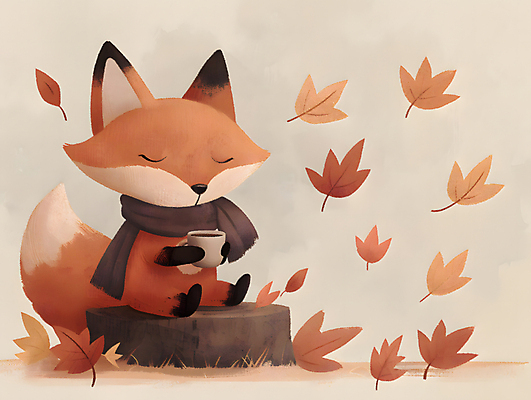 JPG 단풍 낙엽 일러스트 나뭇잎 앉기 사람없음 귀여움 눈감음 목도리 마시기 가을 수증기 포근함 커피잔 나무밑둥 여우캐릭터 국내일러스트 AI일러스트 AI콘텐츠 나무 잡화 계절 커피 동물캐릭터 컨셉 잎 모션 잔 감각 여우 파일형식