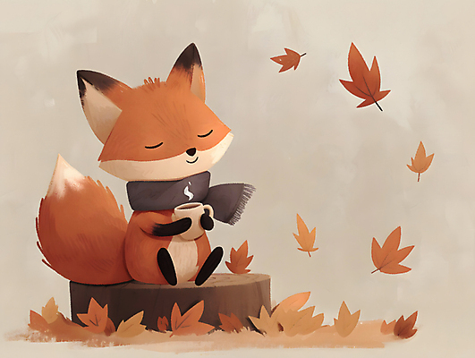 JPG 단풍 낙엽 일러스트 나뭇잎 앉기 사람없음 귀여움 눈감음 목도리 마시기 가을 수증기 포근함 커피잔 나무밑둥 여우캐릭터 국내일러스트 AI일러스트 AI콘텐츠 나무 잡화 계절 커피 동물캐릭터 컨셉 잎 모션 잔 감각 여우 파일형식
