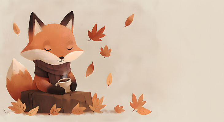JPG 단풍 낙엽 일러스트 나뭇잎 사람없음 귀여움 눈감음 목도리 마시기 가을 수증기 포근함 커피잔 나무밑둥 여우캐릭터 카피스페이스 국내일러스트 AI일러스트 AI콘텐츠 나무 잡화 계절 커피 동물캐릭터 컨셉 잎 모션 잔 공백 감각 여우 파일형식