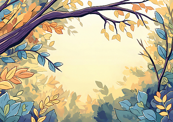 JPG 나무 단풍 낙엽 일러스트 자연 하늘 나뭇잎 프레임 사람없음 가을 부드러움 국내일러스트 AI일러스트 AI콘텐츠 식물 계절 잎 감각 생태계 파일형식