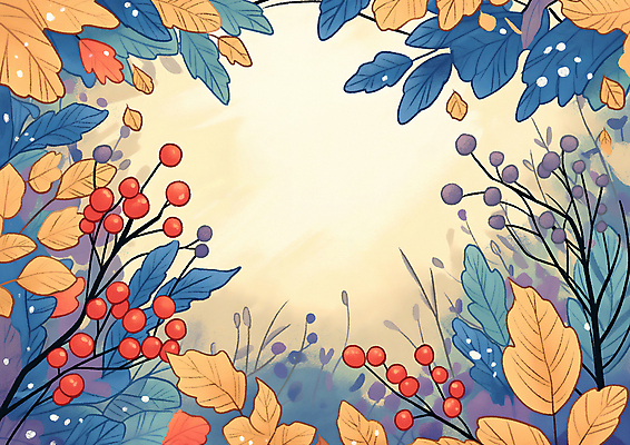 JPG 열매 단풍 낙엽 일러스트 자연 하늘 나뭇잎 프레임 사람없음 가을 국내일러스트 AI일러스트 AI콘텐츠 식물 계절 잎 생태계 파일형식