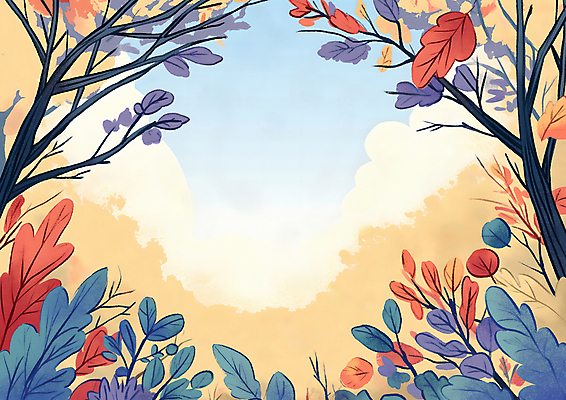 JPG 나무 단풍 낙엽 일러스트 자연 하늘 나뭇잎 프레임 사람없음 가을 국내일러스트 AI일러스트 AI콘텐츠 식물 계절 잎 생태계 파일형식