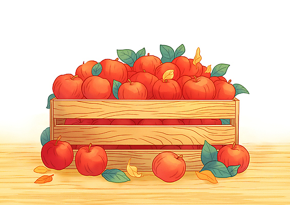 JPG 농업 일러스트 나뭇잎 사람없음 수확 가을 신선 사과 나무상자 가득함 담기 많음 국내일러스트 AI일러스트 AI콘텐츠 계절 산업 컨셉 잎 과일 모션 상자 파일형식