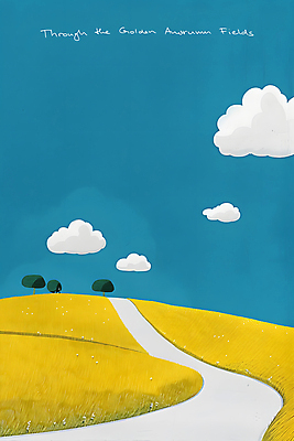 JPG 나무 구름 길 여유 일러스트 자연 하늘 풍경 사람없음 파란색 노란색 평화 시골 언덕 심플 드넓은 국내일러스트 AI일러스트 AI콘텐츠 자연요소 식물 감정 컬러 컨셉 생태계 파일형식