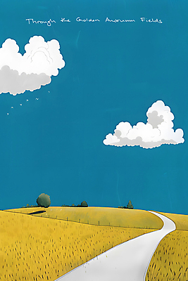 JPG 나무 구름 길 여유 일러스트 자연 하늘 풍경 사람없음 파란색 노란색 평화 시골 언덕 심플 드넓은 국내일러스트 AI일러스트 AI콘텐츠 자연요소 식물 감정 컬러 컨셉 생태계 파일형식