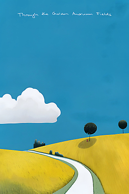 JPG 나무 구름 길 여유 일러스트 자연 하늘 풍경 사람없음 파란색 노란색 평화 시골 언덕 심플 드넓은 국내일러스트 AI일러스트 AI콘텐츠 자연요소 식물 감정 컬러 컨셉 생태계 파일형식