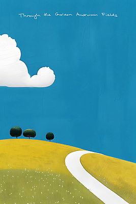 JPG 나무 구름 길 여유 일러스트 자연 하늘 풍경 사람없음 파란색 노란색 평화 시골 언덕 심플 드넓은 국내일러스트 AI일러스트 AI콘텐츠 자연요소 식물 감정 컬러 컨셉 생태계 파일형식