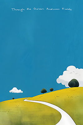 JPG 나무 구름 길 여유 일러스트 자연 하늘 풍경 사람없음 파란색 노란색 평화 시골 언덕 심플 드넓은 국내일러스트 AI일러스트 AI콘텐츠 자연요소 식물 감정 컬러 컨셉 생태계 파일형식