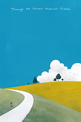 JPG 나무 구름 길 여유 일러스트 자연 하늘 풍경 사람없음 파란색 노란색 평화 시골 언덕 심플 드넓은 국내일러스트 AI일러스트 AI콘텐츠 자연요소 식물 감정 컬러 컨셉 생태계 파일형식