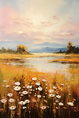 JPG 나무 구름 꽃 호수 일러스트 하늘 붓터치 수채화 초원 사람없음 갈색 노을 풀 가을배경 국내일러스트 AI일러스트 AI콘텐츠 자연요소 식물 컬러 백그라운드 파일형식 가을_계절