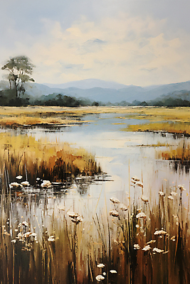 JPG 나무 구름 꽃 호수 일러스트 하늘 붓터치 수채화 초원 사람없음 갈색 노을 풀 가을배경 국내일러스트 AI일러스트 AI콘텐츠 자연요소 식물 컬러 백그라운드 파일형식 가을_계절