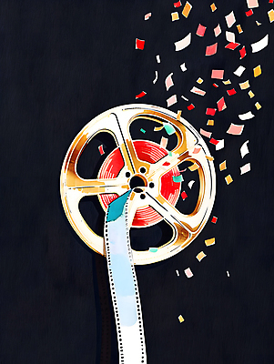 JPG 편집이미지 포스터 예술 조각 사람없음 빈티지 필름 영화 복고 영화제 편집실사 컨셉 문화예술 CG 파일형식