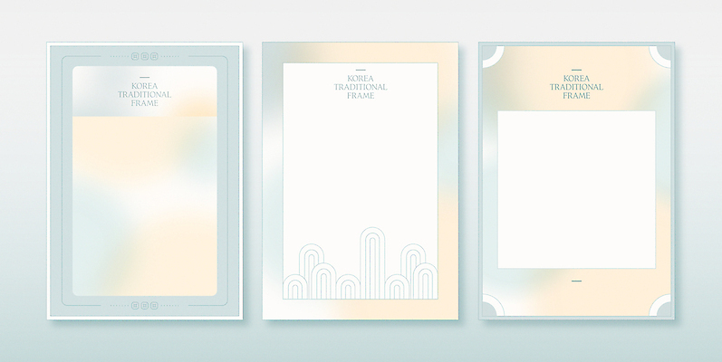 한국전통 디자인 일러스트 프레임 사람없음 장식 초록색 세트 노란색 전통문양 테두리 엽서 번짐 겹침 국내일러스트 AI파일 전통 문양 컬러 한국 편지 파일형식 벡터 효과
