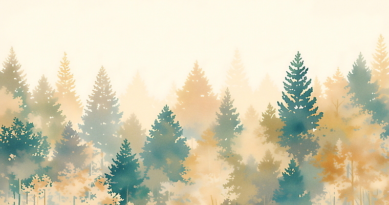 JPG 나무 잎 일러스트 자연 수채화 풍경 사람없음 초록색 가을 소나무 숲 번짐 풍경화 카피스페이스 국내일러스트 AI일러스트 AI콘텐츠 식물 계절 컬러 공백 그림 생태계 파일형식 효과