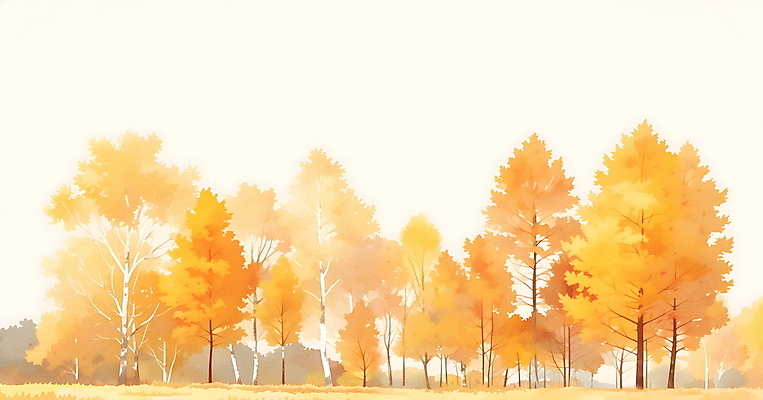 JPG 나무 잎 일러스트 자연 수채화 풍경 사람없음 주황색 가을 숲 풍경화 카피스페이스 국내일러스트 AI일러스트 AI콘텐츠 식물 계절 컬러 공백 그림 생태계 파일형식