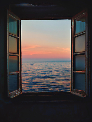 JPG 편집이미지 바다 창문 휴식 풍경 사람없음 야외 일몰 편안함 창가 편집실사 AI포토 AI콘텐츠 컨셉 노을 감각 CG 파일형식