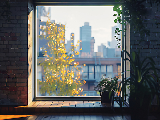 JPG 편집이미지 화분 창문 휴식 풍경 사람없음 야외 도시 편안함 창가 편집실사 AI포토 AI콘텐츠 컨셉 감각 CG 파일형식