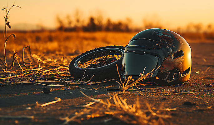 JPG 편집이미지 경고 사람없음 오토바이 바퀴 헬멧 보호장비 위험 교통사고 사건 사고현장 편집실사 AI포토 AI콘텐츠 컨셉 바이크 장비 CG 파일형식