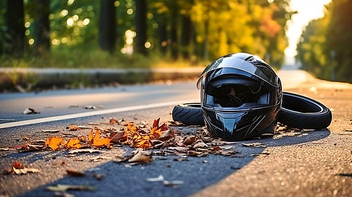 JPG 편집이미지 도로 경고 사람없음 오토바이 헬멧 보호장비 위험 교통사고 사건 사고현장 편집실사 AI포토 AI콘텐츠 길 컨셉 교통시설 바이크 장비 CG 파일형식