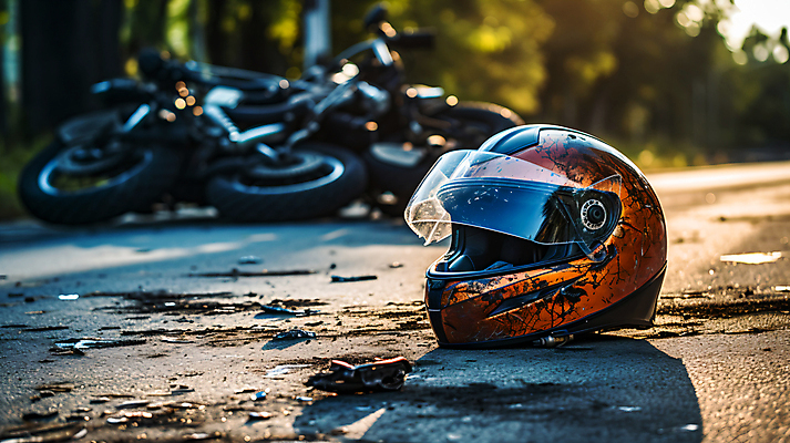 JPG 편집이미지 도로 경고 사람없음 오토바이 헬멧 보호장비 위험 교통사고 사건 사고현장 편집실사 AI포토 AI콘텐츠 길 컨셉 교통시설 바이크 장비 CG 파일형식