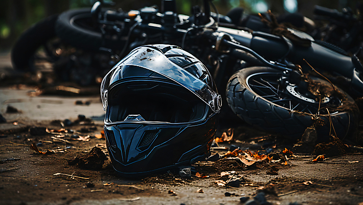 JPG 편집이미지 도로 경고 사람없음 오토바이 헬멧 보호장비 위험 교통사고 사건 사고현장 편집실사 AI포토 AI콘텐츠 길 컨셉 교통시설 바이크 장비 CG 파일형식