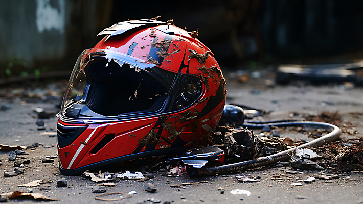 JPG 편집이미지 경고 사람없음 오토바이 헬멧 보호장비 위험 교통사고 사건 사고현장 편집실사 AI포토 AI콘텐츠 컨셉 바이크 장비 CG 파일형식