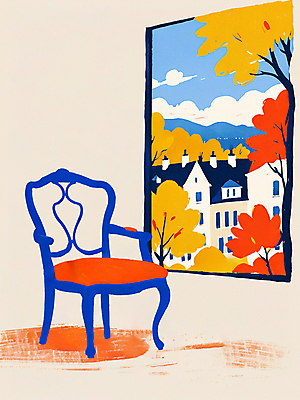 PSD 단풍 의자 일러스트 창문 휴식 풍경 사람없음 건물 컬러풀 가을 도시 국내일러스트 건축물 계절 컬러 가구 컨셉 잎 파일형식