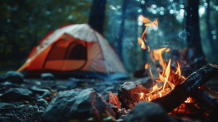 JPG 편집이미지 여행 자연 휴식 텐트 사람없음 캠핑 모닥불 캠핑장 디지털합성 편집실사 AI포토 AI콘텐츠 컨셉 불 레저 캠핑도구 CG 생태계 파일형식