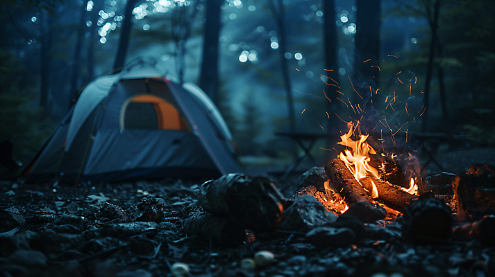 JPG 편집이미지 여행 자연 휴식 텐트 사람없음 캠핑 모닥불 캠핑장 디지털합성 산불 편집실사 AI포토 AI콘텐츠 컨셉 불 레저 캠핑도구 CG 생태계 화재 파일형식