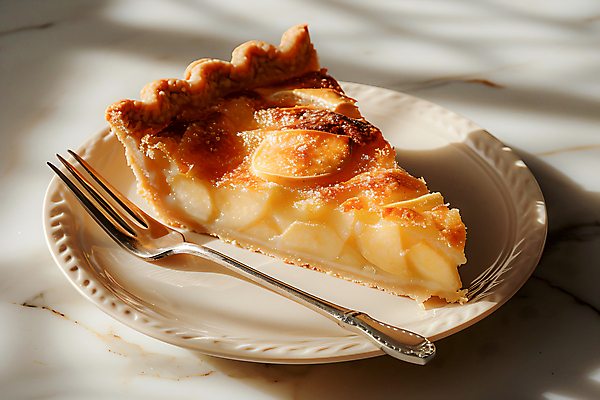 JPG 편집이미지 포크 디저트 사람없음 사과 애플파이 편집실사 AI포토 AI콘텐츠 식기 음식 과일 CG 파이_빵 파일형식