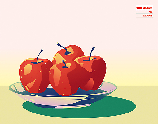 포스터 음식 잎 과일 일러스트 사람없음 사과 감성 유리그릇 국내일러스트 AI파일 식물 그릇 컨셉 유리 파일형식 벡터