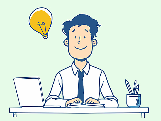 남자 인물캐릭터 셔츠 일러스트 비즈니스 전구 넥타이 한명 정장 성인 노트북 비즈니스맨 문서 연필꽂이 성인남자한명만 벡터 일러캐릭터 AI파일 캐릭터 1 잡화 옷 상의 문구용품 사람 전자제품 직장인 남자한명만 성인남자만 파일형식