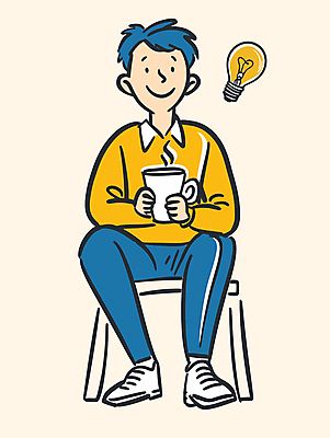 전신 남자 커피 인물캐릭터 셔츠 일러스트 비즈니스 전구 휴식 아이디어 한명 앉기 정장 성인 잡기 비즈니스맨 성인남자한명만 벡터 일러캐릭터 AI파일 캐릭터 1 옷 음료 컨셉 상의 모션 사람 직장인 남자한명만 성인남자만 파일형식