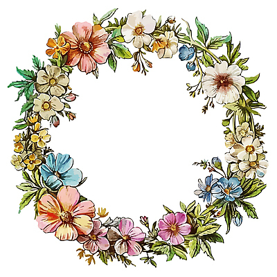 식물 꽃 일러스트 프레임 사람없음 원형프레임 꽃프레임 국내일러스트 AI파일 원형 파일형식 벡터