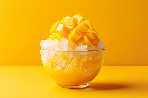 JPG 편집이미지 과일 디저트 사람없음 여름 노란색 얼음 디지털합성 빙수 망고 망고빙수 편집실사 AI포토 AI콘텐츠 자연요소 계절 음식 컬러 CG 열대과일 파일형식