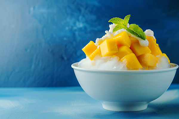 JPG 편집이미지 과일 디저트 사람없음 여름 파란색 얼음 디지털합성 빙수 망고 망고빙수 편집실사 AI포토 AI콘텐츠 자연요소 계절 음식 컬러 CG 열대과일 파일형식