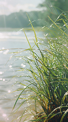 JPG 편집이미지 파도 바다 자연 사람없음 여름 빛 풀 디지털합성 잔물결 윤슬 편집실사 AI포토 AI콘텐츠 식물 계절 물결 CG 생태계 파일형식