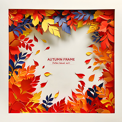 PSD 편집이미지 종이 단풍 낙엽 잎 나뭇잎 프레임 사람없음 가을 페이퍼아트 알록달록 이미지편집 식물 계절 컬러풀 파일형식