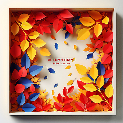 PSD 편집이미지 종이 단풍 낙엽 잎 나뭇잎 프레임 사람없음 가을 페이퍼아트 알록달록 이미지편집 식물 계절 컬러풀 파일형식