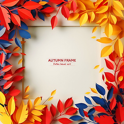 PSD 편집이미지 종이 낙엽 나뭇잎 프레임 사람없음 가을 페이퍼아트 이미지편집 계절 잎 파일형식