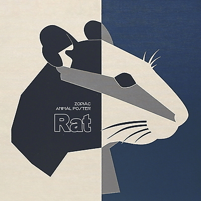 PSD 동물 한마리 디자인 포스터 얼굴 상징 일러스트 사람없음 파란색 회색 십이지신 쥐띠 쥐 콜라주 국내일러스트 1 컬러 신체부위 설치류 파일형식