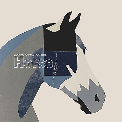 PSD 동물 한마리 디자인 포스터 얼굴 상징 일러스트 사람없음 파란색 회색 십이지신 말_동물 말띠 콜라주 국내일러스트 1 컬러 포유류 신체부위 파일형식