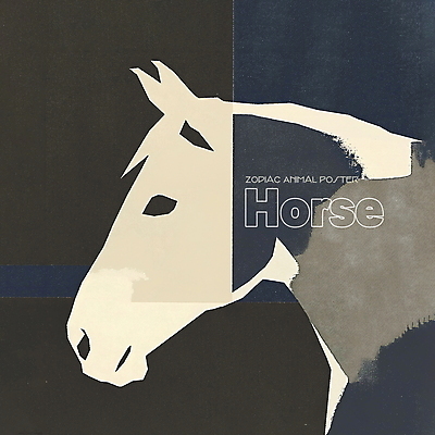 PSD 동물 한마리 디자인 포스터 얼굴 상징 일러스트 사람없음 파란색 회색 십이지신 말_동물 말띠 콜라주 국내일러스트 1 컬러 포유류 신체부위 파일형식