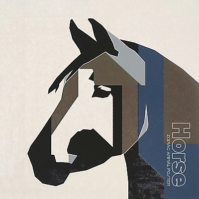 PSD 동물 한마리 디자인 포스터 얼굴 상징 일러스트 사람없음 파란색 회색 십이지신 말_동물 말띠 콜라주 국내일러스트 1 컬러 포유류 신체부위 파일형식