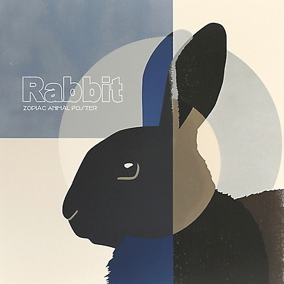 PSD 동물 한마리 디자인 포스터 얼굴 상징 일러스트 사람없음 파란색 회색 십이지신 토끼띠 토끼 콜라주 국내일러스트 1 컬러 포유류 신체부위 반려동물 파일형식