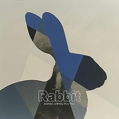 PSD 동물 한마리 디자인 포스터 얼굴 상징 일러스트 사람없음 파란색 회색 십이지신 토끼띠 토끼 콜라주 국내일러스트 1 컬러 포유류 신체부위 반려동물 파일형식