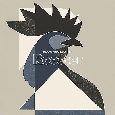 PSD 동물 한마리 디자인 포스터 얼굴 상징 일러스트 사람없음 파란색 회색 십이지신 닭띠 닭 콜라주 국내일러스트 1 컬러 조류 신체부위 파일형식